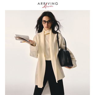 Arriving Arrive「慵懒叠穿法则」羊绒羊毛拼接宽松中长款大衣