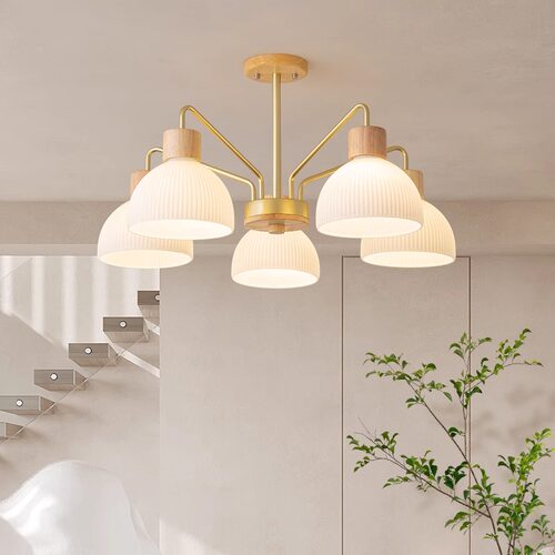 客厅吊灯现代简约灯具创意原木风餐厅卧室灯北欧日式实木客厅主灯