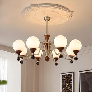 美式 中古风高级感大厅主灯 复古客厅灯高级感魔豆vintage吊灯法式