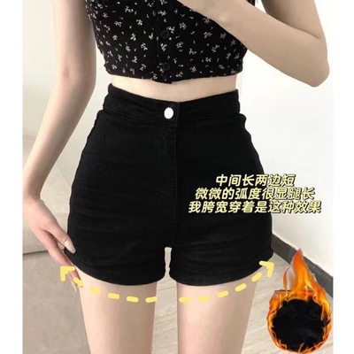 辣妹超短牛仔短裤女加绒冬季外穿