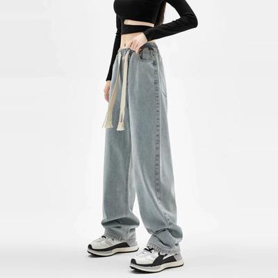 松紧腰加绒牛仔裤女冬hiphop保暖