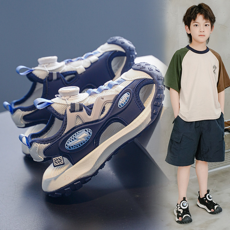 男童包头凉鞋2025新款夏季真皮软底防滑童鞋中大童运动儿童沙滩鞋