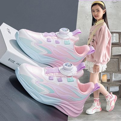 女童鞋子2025秋季新款皮面防水女孩运动鞋透气防臭女童跑步休闲鞋