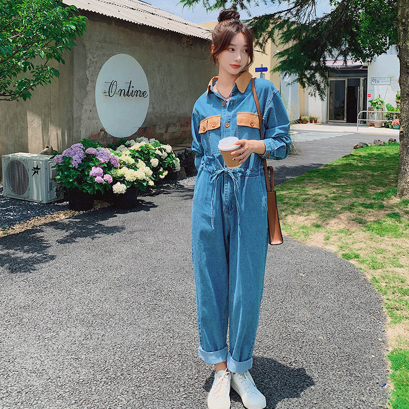 【新款】设计感撞色工装牛仔连体裤205A-8809-P135控188,女装连衣裙,浙宝293
