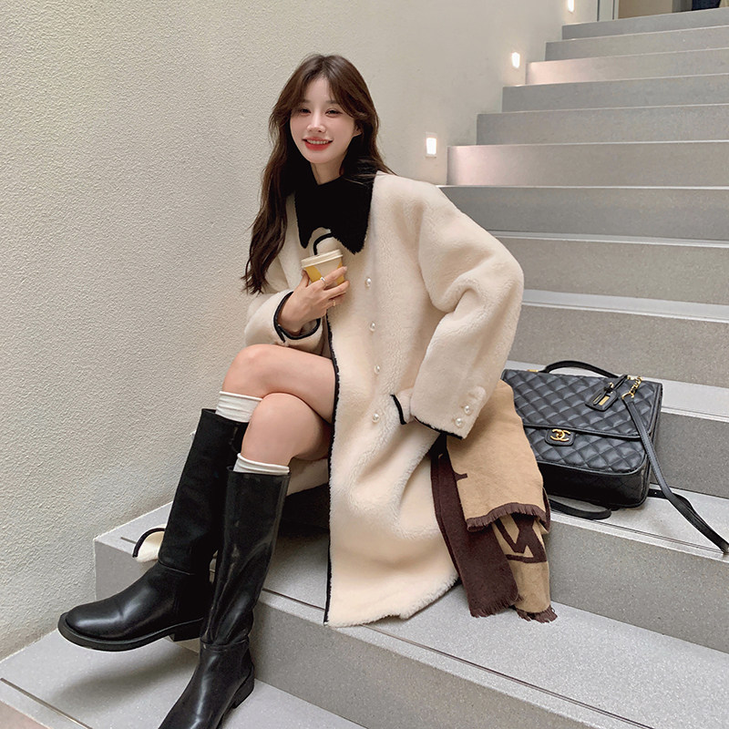 韩版气质长款羊羔毛棉服大衣女2025冬季新款宽松显瘦保暖棉衣棉袄,女装短外套,浙宝293