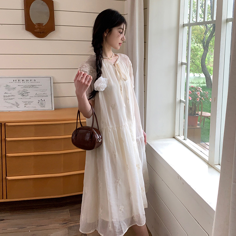 法式温柔风初恋茶歇连衣裙女2025夏季新款韩版宽松显瘦甜美长裙子,女装连衣裙,浙宝293