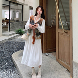 针织马甲白色连衣裙女2025春秋新款法式气质温柔仙女裙，女装连衣裙，浙宝293