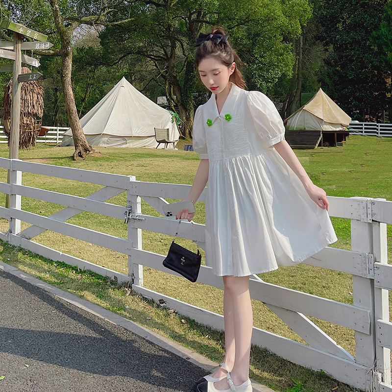 【新款】22夏小清新不挑人白色连衣裙205A-6601-P95控148,女装连衣裙,浙宝293