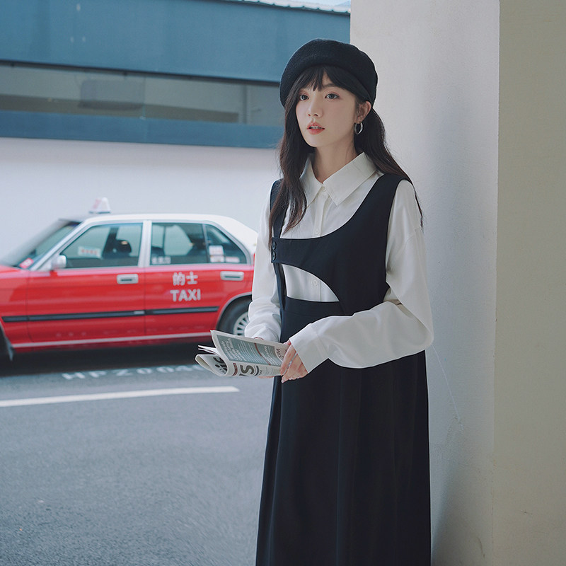 【新款】主推款设计感衬衣背带裙套装205A-8816-P140控208,女装连衣裙,浙宝293