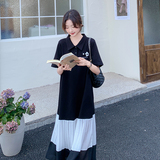 法式甜美减龄Polo领连衣裙女2025夏季新款韩版宽松显瘦撞色长裙子，女装连衣裙，浙宝293