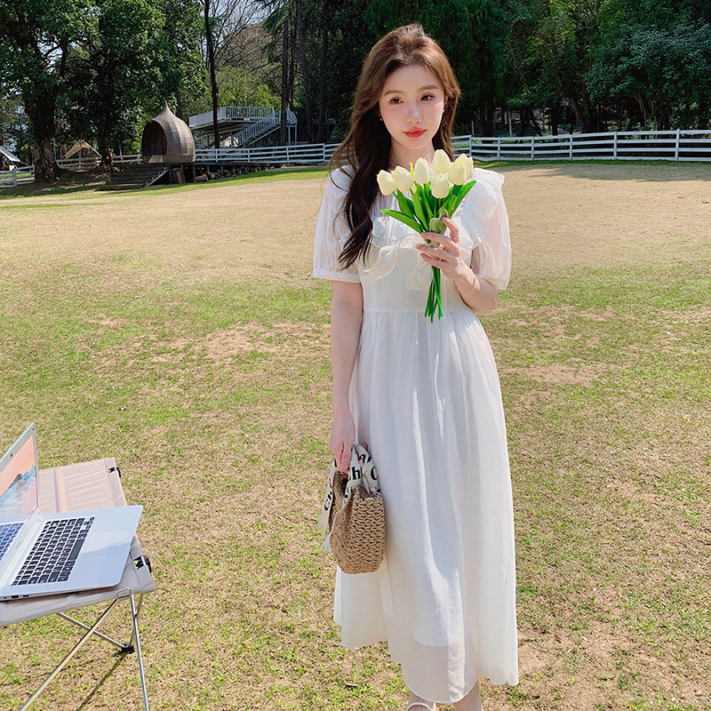 2025夏季新款法式复古仙气公主连衣裙女温柔甜美风收腰显瘦长裙子,女装连衣裙,浙宝293