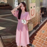 【新款】温柔风粉色泡泡袖连衣裙205A-6622-P110控158，女装连衣裙，浙宝293