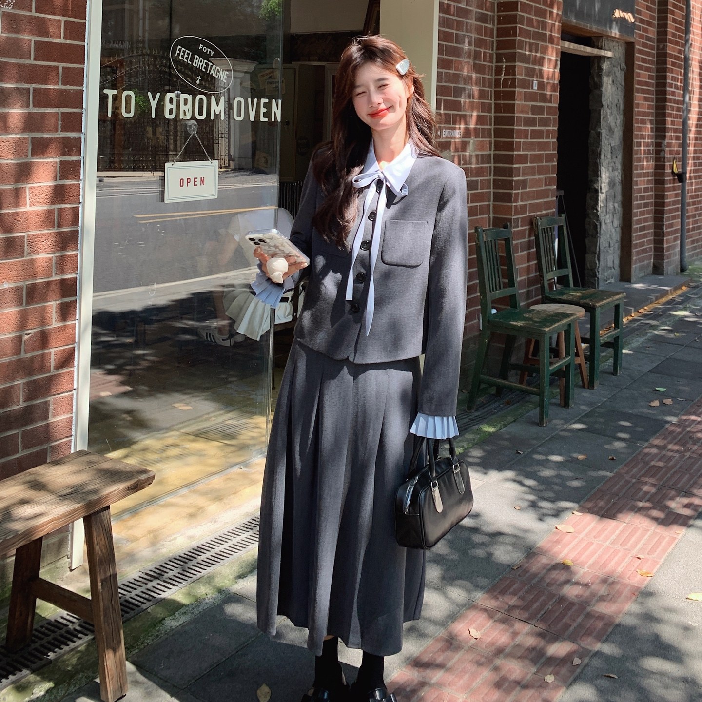 【春款现货】数据好灰色西装衬衣三件套套装293-2699-P195控278，女装套装/套裙，浙宝293