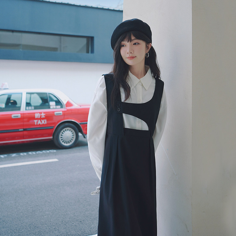 【新款】主推款设计感衬衣背带裙套装205A-8816-P140控208,女装连衣裙,浙宝293