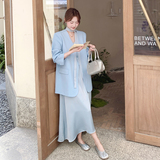 【春款现货】数据好蓝色西装+吊带连衣裙套装293-2670-P185控268，女装套装/套裙，浙宝293