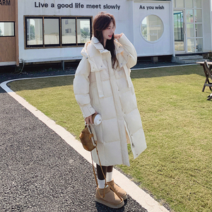 【新款】现货 奶fufu拼接连帽长款羽绒服 293-235Y-P335控488图片