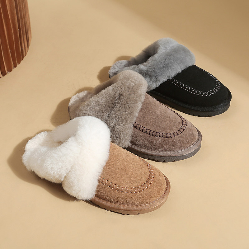 皮毛一体女包头拖羊毛拖鞋平底加厚毛毛拖保暖外穿雪地靴女冬季款,女鞋,包头拖,淘宝优惠券,粉丝福利购,淘宝优惠卷
