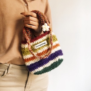 可爱多巴胺复古包包可手提可斜挎针织包大容量小众设计感韩版百搭