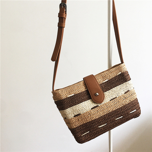 手工编织包包女士2024新款 草编包单肩包沙滩度假单肩包斜挎水桶包