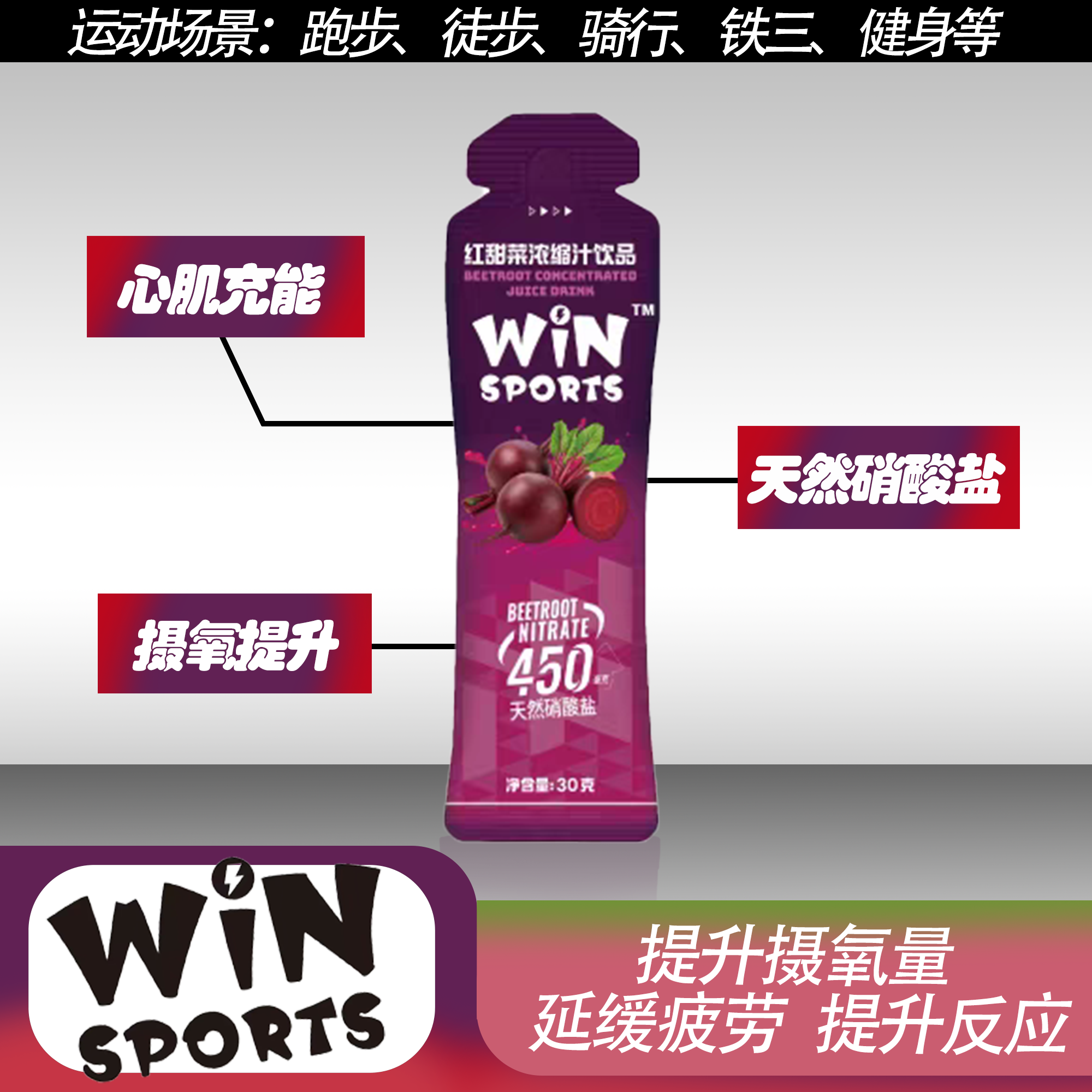 winsports威赢浓缩红甜菜根汁 硝酸盐提升耐力运动补给骑行跑步