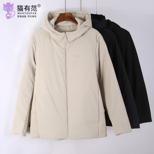 猫有范男士连帽加厚保暖弹力棉服