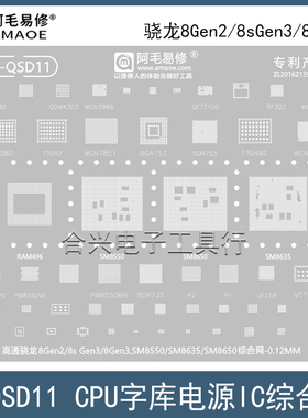 高通骁龙8Gen2/8Gen3/8sGen3钢网SM8550/SM8650/SM8635/CPU植锡网