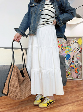 【2/24 0点 新品】复古白色高腰A字半身裙蛋糕裙
