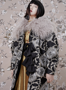 棉衣棉服里的正宫娘娘位担当 原创浮华提花仿皮草领新年会战袍