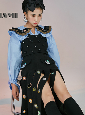 UMAMI 穿上它就是时髦精本人 大弹力显瘦针织手缝珠花外穿小背心