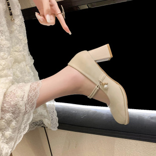 玛丽珍女鞋2026新款仙女粗跟高跟鞋小皮鞋单鞋女款晚晚鞋子