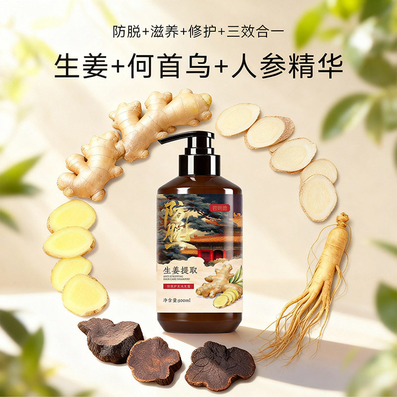 碧妍德生姜防脱洗发水500mlX1瓶植物精粹强韧控油护发头皮护理