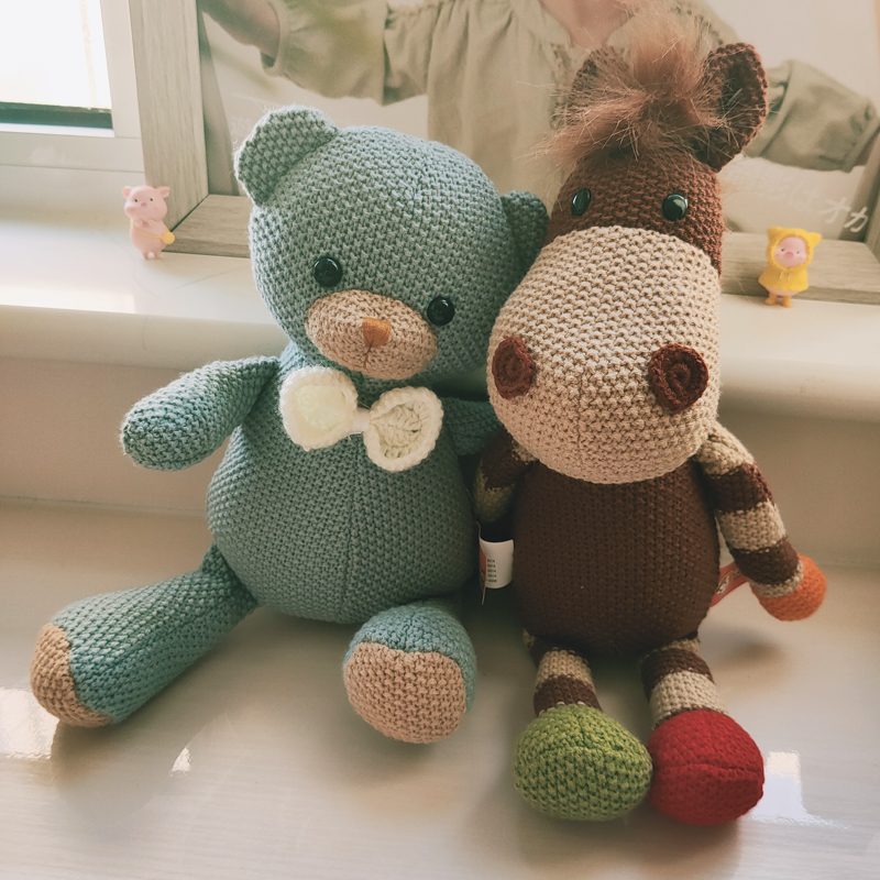 长颈鹿毛线玩具大象安抚泰迪小熊