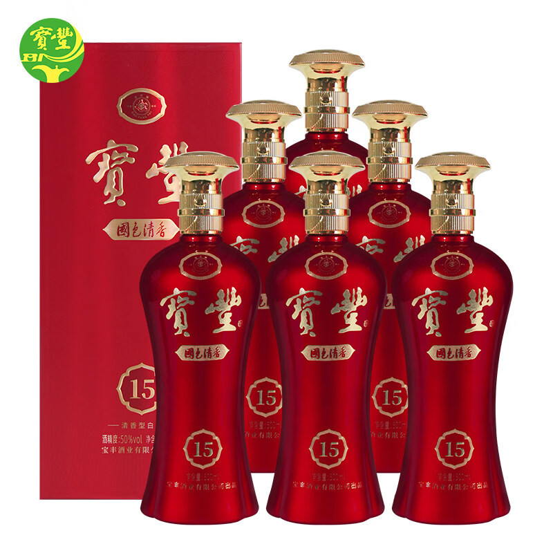 宝丰酒 50度国色清香陈坛15清香型白酒婚宴喜酒宴请礼品酒500ml
