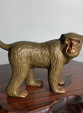 中古日本南部铁器 铸铁工艺品生肖猴干支置物猿猴摆件重1.3公斤