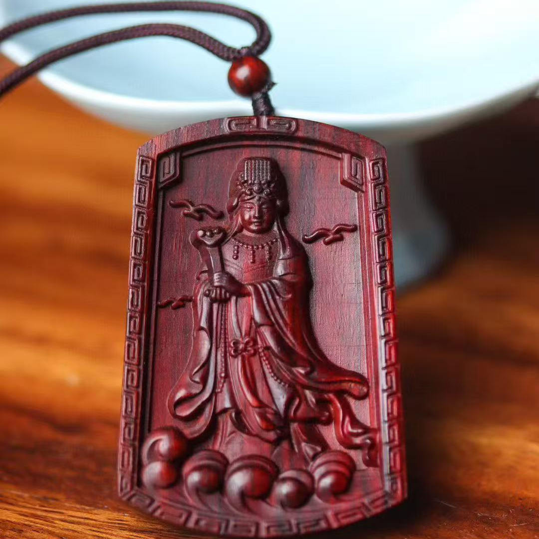 妈祖挂件实木雕刻平安牌红木吊坠木牌小叶紫檀手把件木制车内挂饰