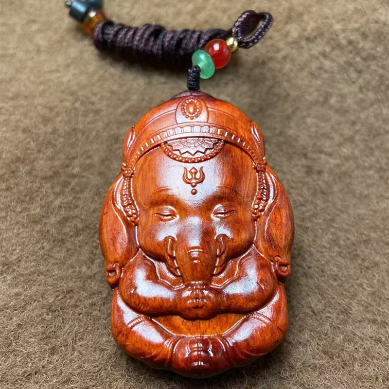 象神吊坠木雕木质文玩手把件大象配饰小叶紫檀木雕象头雕刻木制