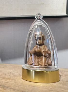 微雕妈祖挂件透明罩神像海神挂饰小号吊坠木雕球形罩微型雕刻人物