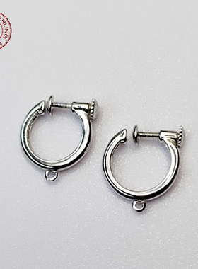 S925银无痛隐形无耳洞螺旋款螺丝耳夹配件改神器DIY带软垫I107