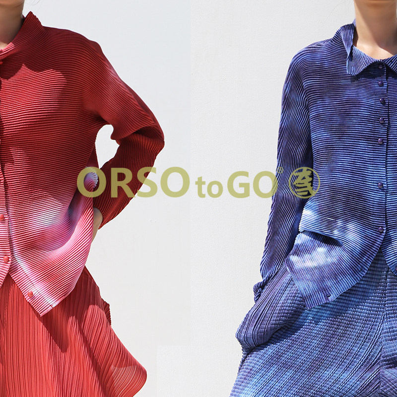 长袖褶皱蓝色扎染上衣衬衫气质外套女开春2025新款通勤穿搭设计感