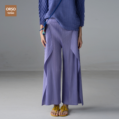 ORSO褶皱休闲裤子女宽松慵懒风2025新款垂坠感高级夏季阔腿黑色裤