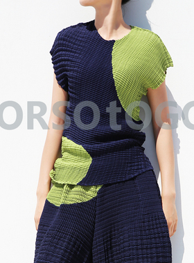 2025新款褶皱短袖衬衫拼色上衣气质通勤女宽松减龄洋气设计感小众