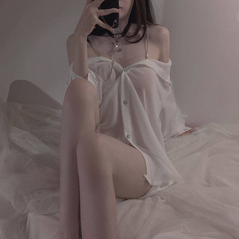 性感睡衣情侣趣味晴趣内衣女性私密诱惑情趣透视衬衫制服纯欲qqny