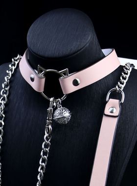 男生体育生项圈男m牵引链性感铃铛项链潮男颈环1S0调教