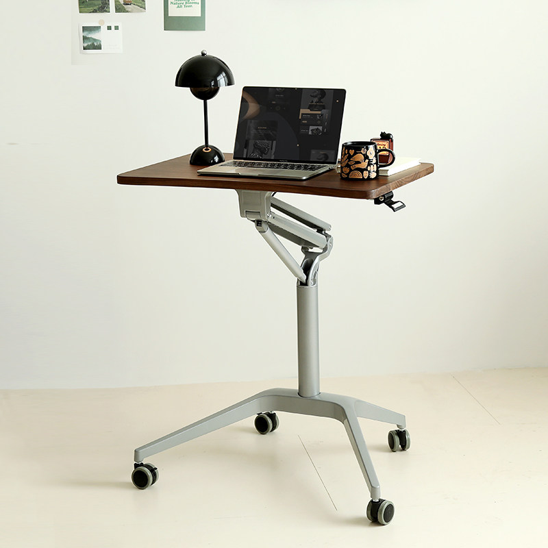 可移动升降桌工作台办公桌小尺寸站立北美黑胡桃木书桌实木任意桌