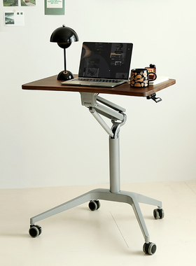 可移动升降桌工作台办公桌小尺寸站立北美黑胡桃木书桌实木任意桌