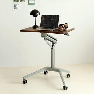 可移动升降桌工作台办公桌小尺寸站立北美黑胡桃木书桌实木任意桌