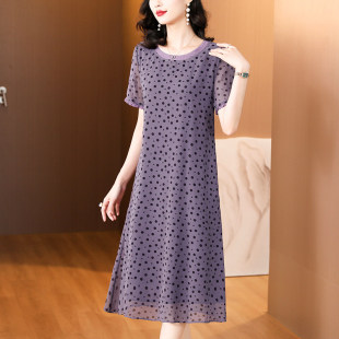 宽松桑蚕丝裙折扣 设计感中长版 声雨竹2025新款 高端真丝圆点洋装