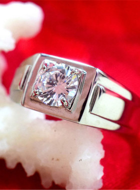 克拉镀18k白金色仿真霸气风对戒