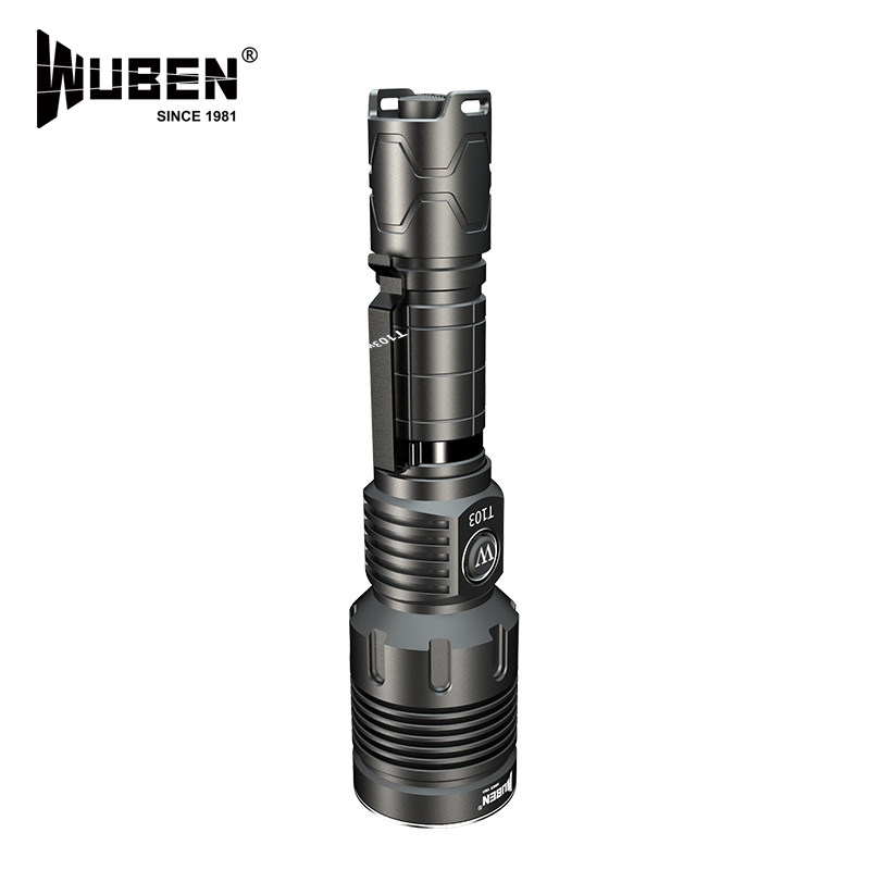 务本 T103 户外强光手电筒1280流明远射500米18650锂电池充电直充
