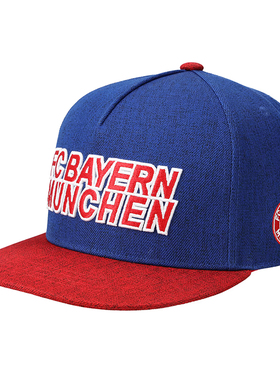 进口拜仁帽子经典红蓝配色纯棉平檐棒球帽官方正品35546品德居